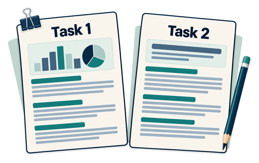 Task 1 için grafik anlatımı ve Task 2 için essay düzeni