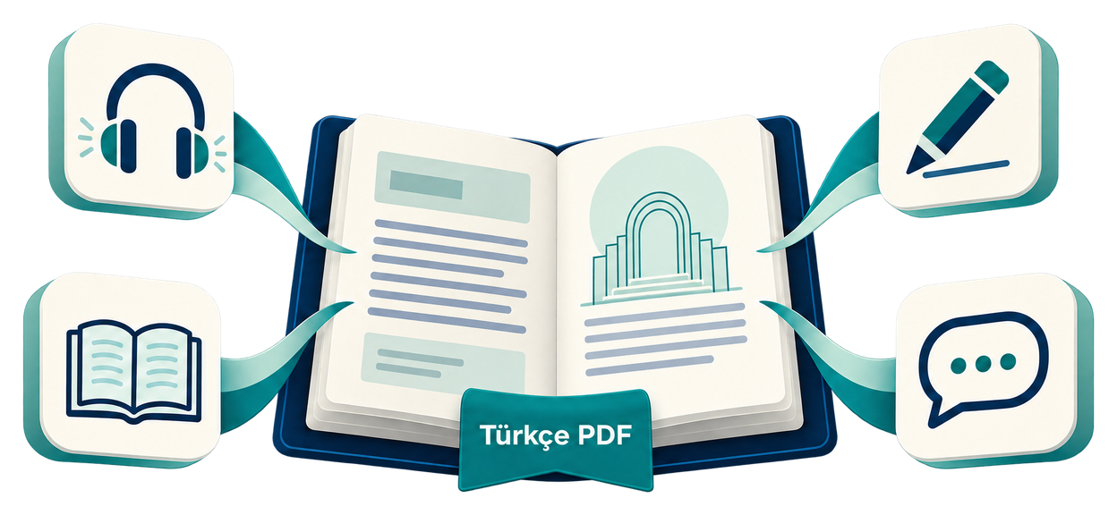 Dört becerinin çalışma bölümlerini bir araya getiren Türkçe PDF rehber